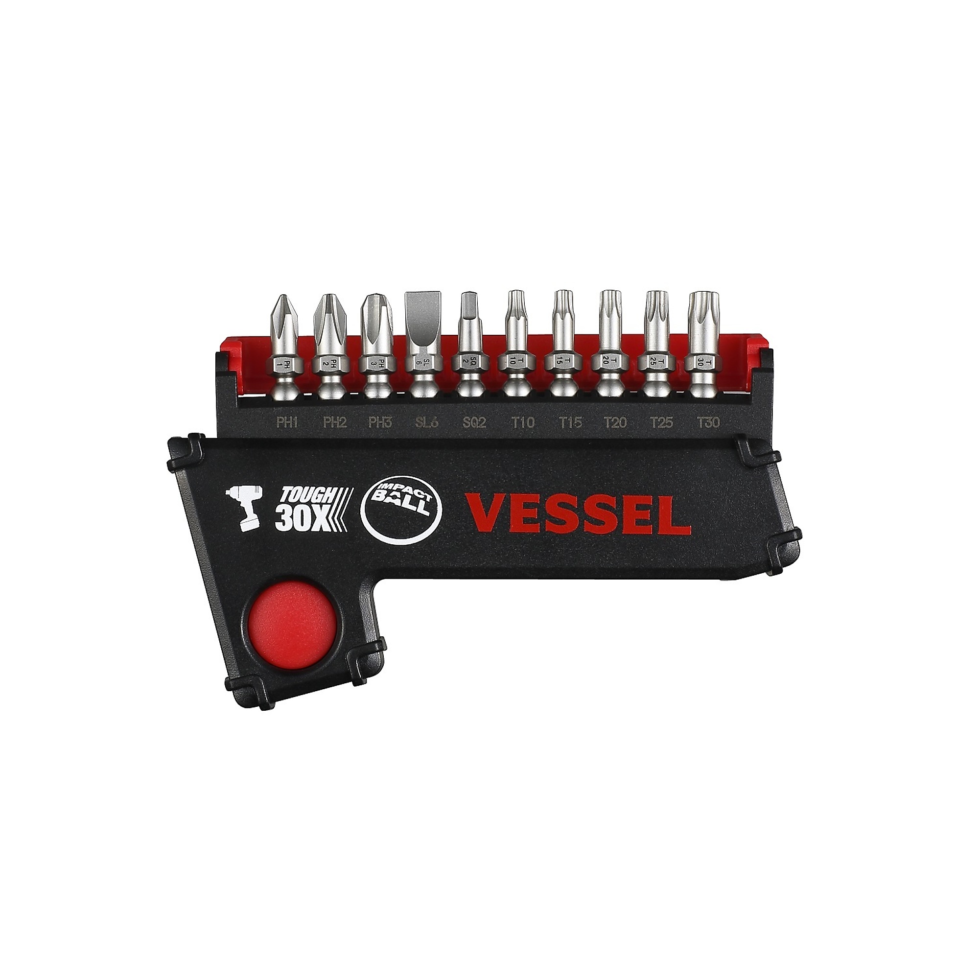 Vessel Impact Ball Torsion Bit Set - 11 Pcs, SAE, 1 3/16in.-Long Bits, 2in. Bit Holder, Model# IB11P02U